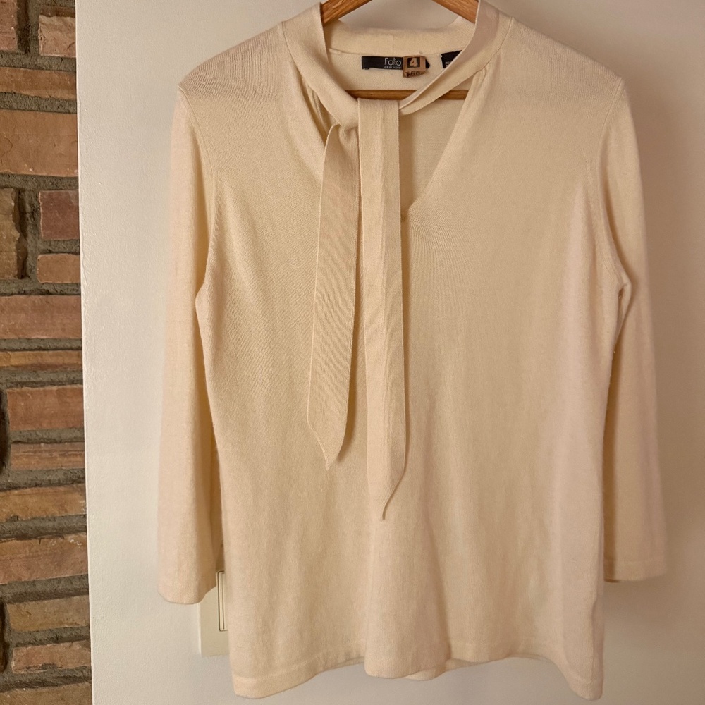 Sexy Vintage Tie V-neck 100% Cashmere Sweater